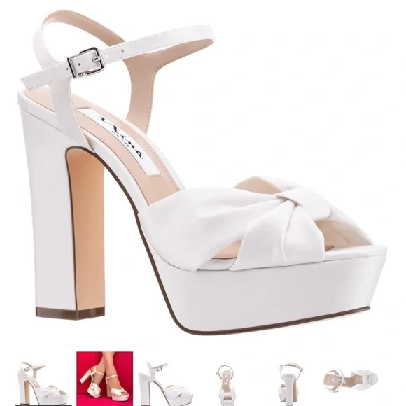 Elegant White Platform Heels - Picture 1 of 5
